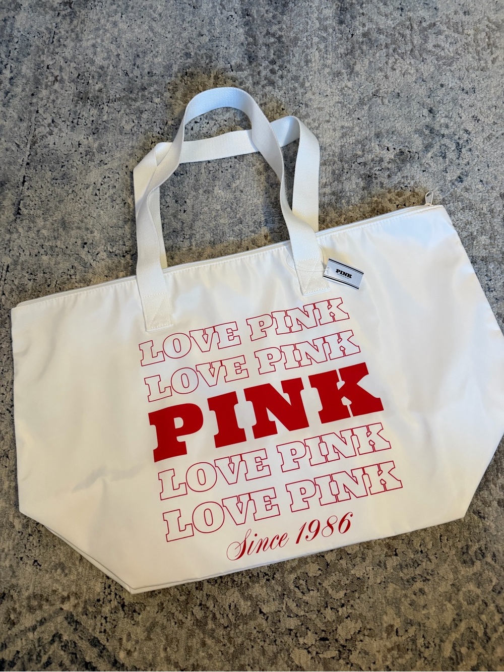 BNWT!! PINK Victoria's Secret White Tote with Red Logo